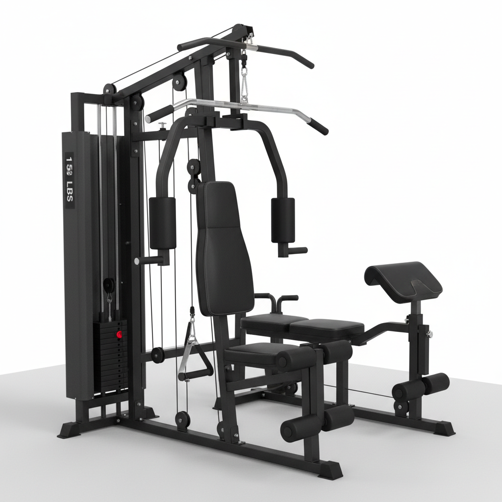 Full body home gym machine with 150lb weight stack