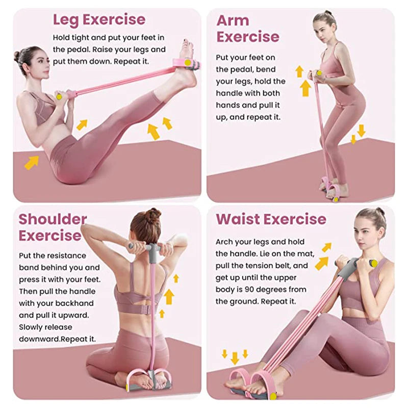 4-Tube Resistance Band Set – Full Body Home Gym Training