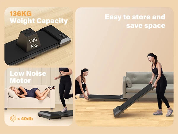 Home Walking Pad Treadmill – 300 LB Capacity, 2.5 HP, LCD Display